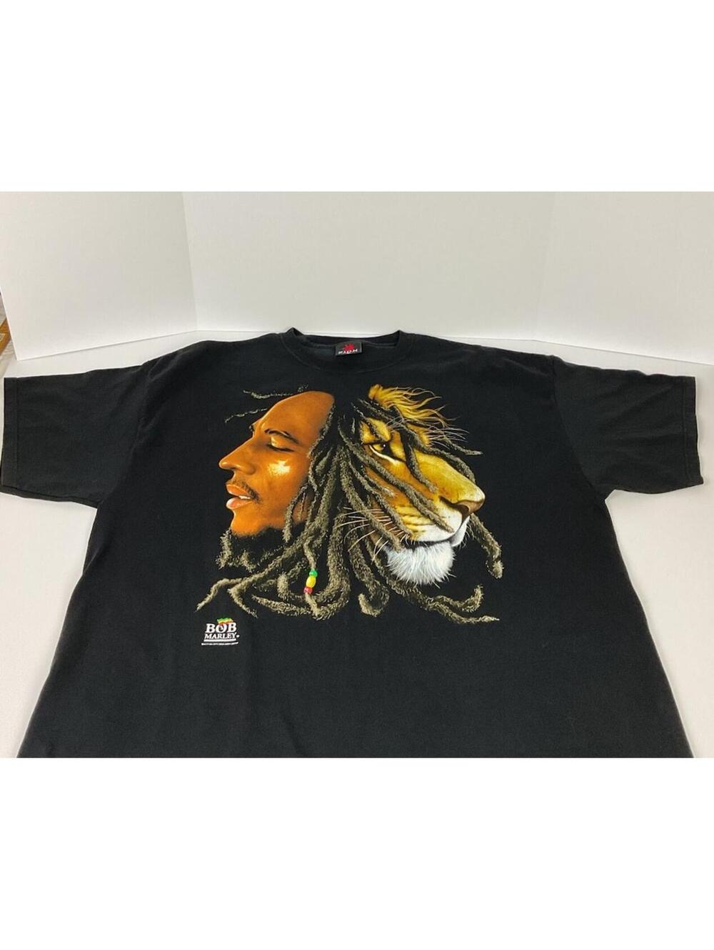 Bob Marley Shirt Size 4XL Black Lion Dreads Graphic Zion Rootswear Reggae Tee